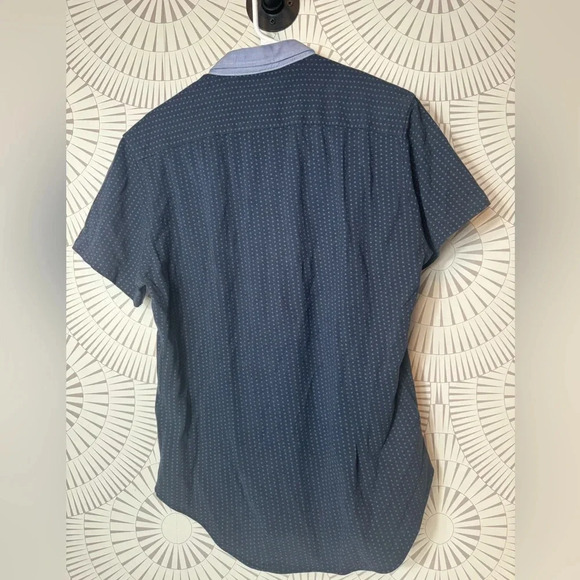 Zara Men’s Navy Button Down Polo Shirt Denim‎ Collar Size Large - Picture 4 of 5